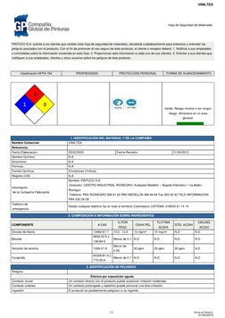 Hoja de Seguridad de Materiales 
  
PINTUCO S.A. solicita a los clientes q