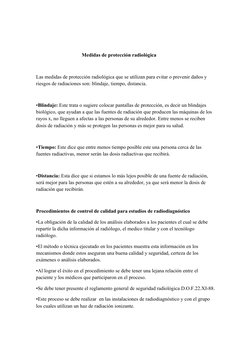 Medidas de protección radiológica
Las medidas de protección radiológica que se utilizan p