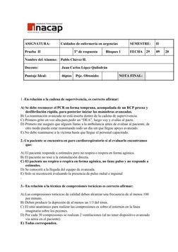 ASIGNATURA:
Cuidados de enfermería en urgencias
SEMESTRE:
II
Prueba  II
Tº de respuesta
   Bloques 1
FECHA
29
09
20
Nombr