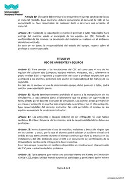 Página 3 de 8 
 
revisado Jul 2017 
Artículo 10: El usuario debe revisar si se encuentra en buenas condiciones físicas
