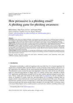 Journal of Computer Security 27 (2019) 581–612
581
DOI 10.3233/JCS-181253
IOS Press
How persuasive is a phishing email?
A phi