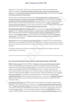 weaved from “ivory towers” for the crisis. American political scientists marched behind the 
behavioural approach, demanding