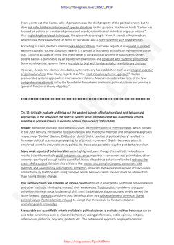 Evans points out that Easton talks of persistence as the chief property of the political system but he 
does not refer to the
