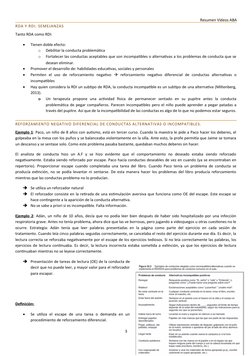Resumen Vídeos ABA
RDA Y RDI: SEMEJANZAS
Tanto RDA como RDI:

Tienen doble efecto:
o
Debilitar la conducta problemática
o
Fo