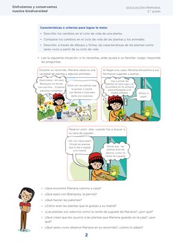 2
EDUCACIÓN PRIMARIA 
2.° grado
Disfrutamos y conservamos 
nuestra biodiversidad
Características o criterios para lograr la m
