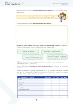 3
EDUCACIÓN PRIMARIA 
2.° grado
Disfrutamos y conservamos 
nuestra biodiversidad
• Con ayuda de un familiar, escribe las sigu