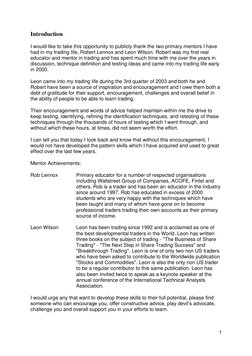 7 
 
Introduction 
I would like to take this opportunity to publicly thank the two primary mentors I have 
had in my trading