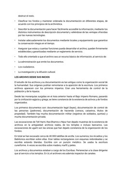 destruir el resto.
•
Clasiﬁcar los fondos y mantener ordenada la documentación en diferentes etapas, de 
acuerdo con los prin