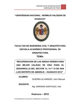 PROYECTO DE INVESTIGACION
SEMINARIO DE TESIS
1
“UNIVERSIDAD NACIONAL  HERMILIO VALDIZAN DE
HUANUCO”
FACULTAD DE INGENIERIA CI