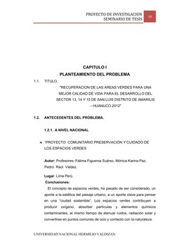 PROYECTO DE INVESTIGACION
SEMINARIO DE TESIS
10
CAPITULO I
PLANTEAMIENTO DEL PROBLEMA
1.1.
TITULO.
"RECUPERACION DE LAS AREAS