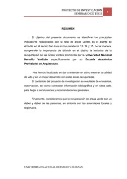 PROYECTO DE INVESTIGACION
SEMINARIO DE TESIS
8
RESUMEN
El  objetivo  del  presente  documento  es  identificar  los  principa
