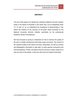 PROYECTO DE INVESTIGACION
SEMINARIO DE TESIS
9
ABSTRACT
The aim of this paper is to identify key indicators related to the la
