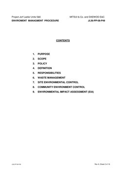 Project Jorf Lasfar Units 5&6                                              MITSUI & Co. and DAEWOO E&C 
ENVIROMENT  MANAGMENT