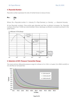 By Tapan Bhavsar 
May 24, 2020 
Page 3 of 5 
 
4. Reynolds Number: 
Reynolds number expresses the ratio of inertial forces to