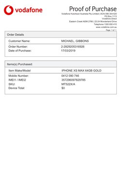 Order Details
Customer Name:                                       MICHAEL, GIBBONS
Order Number: