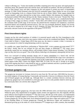 without it affecting you." Tucker also handed out leaflets containing lyrics from rap music and urged people to
read them alo