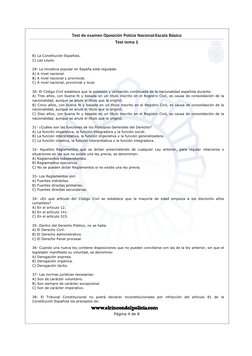 Test de examen Oposición Policía Nacional-Escala Básica
Test tema 1
Página 4 de 8
B) La Constitución Españo