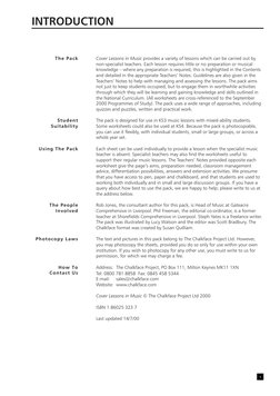 1
The Pack
Student
Suitability
Using The Pack
The People
Involved
Photocopy Laws
How To 
Contact Us
Cover Lessons in Music pr
