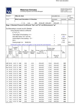 Wind  load calculation  
PROJECT:
 Mina AL Arab
DOCUMENT NO
DATE
1/6/2007
TITLE:
Wind Load Calculation -X- Direction
DESIGNED