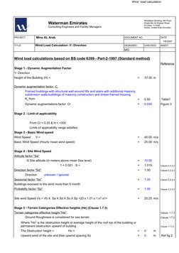 Wind  load calculation  
PROJECT:
 Mina AL Arab
DOCUMENT NO
DATE
1/6/2007
TITLE:
Wind Load Calculation -Y- Direction
DESIGNED