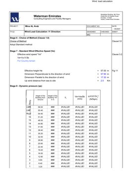 Wind  load calculation  
PROJECT:
 Mina AL Arab
DOCUMENT NO
DATE
1/6/2007
TITLE:
Wind Load Calculation -Y- Direction
DESIGNED