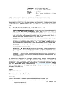 Expediente Nº     : 00274-2019-0-3208-JR-LA-01
Esp. Legal