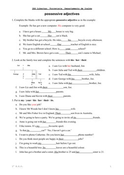 IES Libertas. Torrevieja. Departamento de Inglés
possessive adjectives
1. Complete the blanks with the appropriate possessive