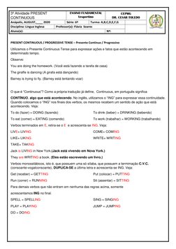 Atividades de Present Continuous para 6º Ano | PDF | Idiomas