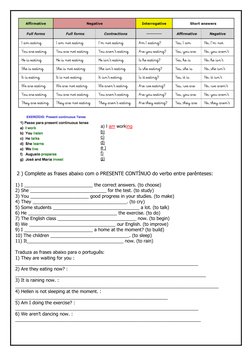 Atividades de Present Continuous para 6º Ano | PDF | Idiomas