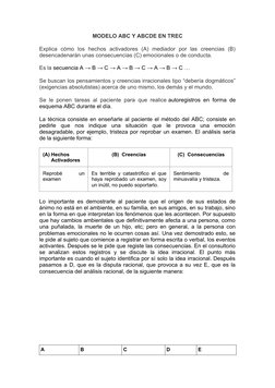 Modelo ABC y ABCDE en TREC | PDF | Terapia racional de comportamiento ...