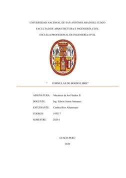 UNIVERSIDAD NACIONAL DE SAN ANTONIO ABAD DEL CUSCO
FACULTAD DE ARQUITECTURA E INGENIERÍA CIVIL
ESCUELA PROFESIONAL DE INGENIE