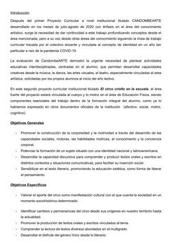 Introducción
Después  del  primer  Proyecto  Curricular  a  nivel  institucional  titulado  CANDOMBEARTE
desarrollado en los