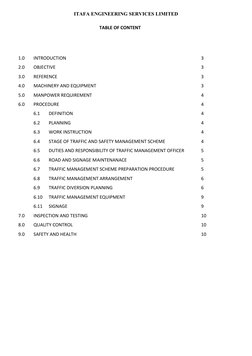 ITAFA ENGINEERING SERVICES LIMITED
TABLE OF CONTENT
1.0
INTRODUCTION
3
2.0
OBJECTIVE
3
3.0
REFERENCE
3
4.0
MACHINERY AND EQUI