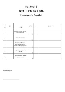 Nat 5 Biology Unit 3 Homework Guide | PDF | Petal | Flowers