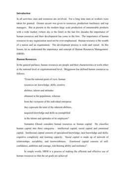 Introduction  
In all activities men and resources are involved.  For a long time men or workers were 
taken for granted.