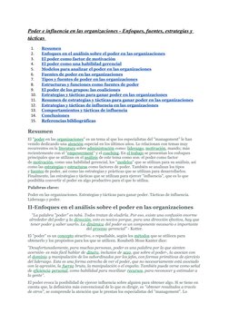 Poder e influencia en las organizaciones (https://www.monografias.com/trabajos6/napro/napro.shtml) - Enfoques, fuentes, estra
