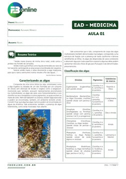 F B O N L I N E . C O M . B R
//////////////////
PROFESSOR(A): ALEXANDRE WERNECK
ASSUNTO: ALGAS
FRENTE: BIOLOGIA II
OSG.: 117