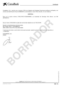 cenprasp03 2020-08-11 14:38:05,741
REF. 72
BORRADOR
CaixaBank, S.A.  Carrer Pintor Sorolla, 2-4, 46002-València, NIF A0866361