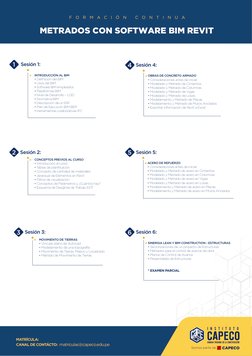 IMFORMES:
(511) 748 - 0150
Anexos: 101 - 117
995 - 982 - 750
976 - 927 - 212 
METRADOS CON SOFTWARE BIM REVIT
F
O
R
M
A
C
I
Ó