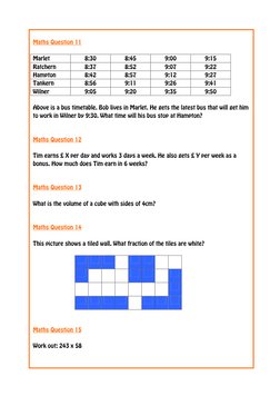 11 Plus Sample Maths Paper | PDF | Multiplication | Percentage