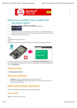 Web server on ESP32: How to update and
display sensor values?
November 20, 2018
ESP32
ESP32, sensor, web page
In many IoT A