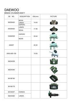 Brake Cylinder Assembly Catalog | PDF | Motor Vehicle | Sedans