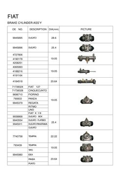 Brake Cylinder Assembly Catalog | PDF | Motor Vehicle | Sedans