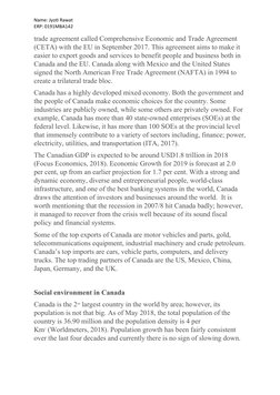 Name: Jyoti Rawat
ERP: 0191MBA142
trade agreement called Comprehensive Economic and Trade Agreement 
(CETA) with the EU in Se