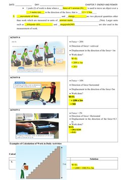 DATE: ______________      DAY: ____________________                                          CHAPTER 7: ENERGY AND POWER

1