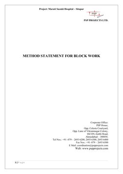 Block Work Method Statement for Hospital | PDF | Mortar (Masonry ...