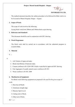 Block Work Method Statement for Hospital | PDF | Mortar (Masonry ...