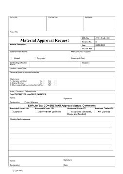 Material Approval Request Template | PDF | Specification (Technical ...