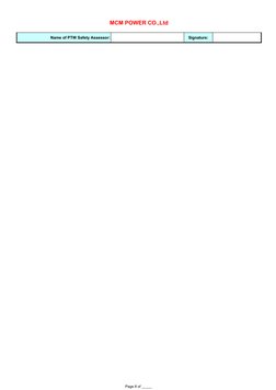 Page 8 of _____
MCM POWER CO.,Ltd
Name of PTW Safety Assessor:
Signature:
