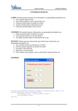 Controles Básicos en Visual Basic | PDF | Artes del Lenguaje y ...